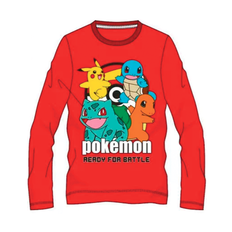 Pokemon rød t-shirts til børn - Ready for battle (6-12 år) 9 år (134cm)