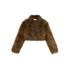 Blumarine - kort pälsjacka - dam - getpäls/kashmir - 42 - Brun
