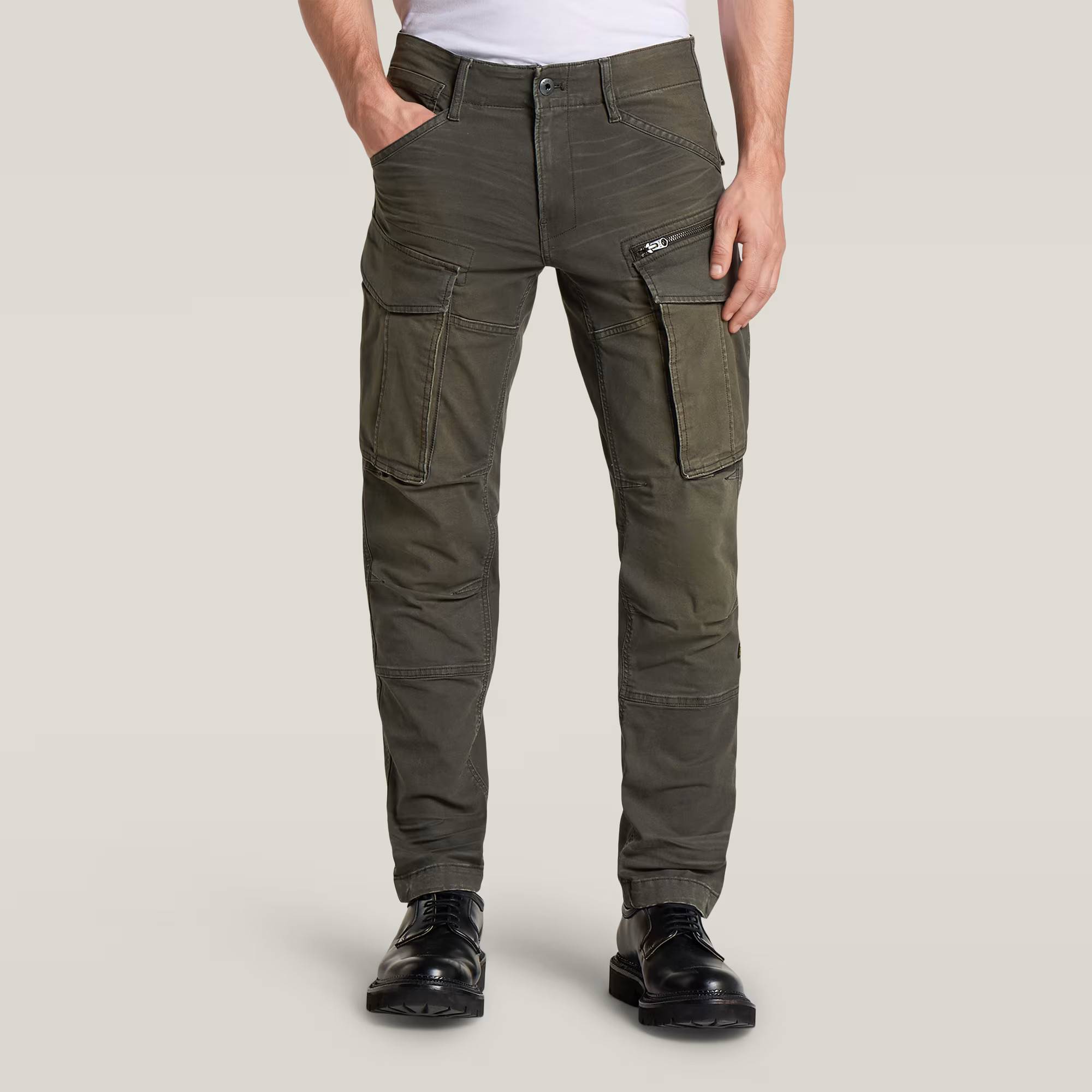 Rovic Zip 3D Regular Tapered Pants - Grey - Men