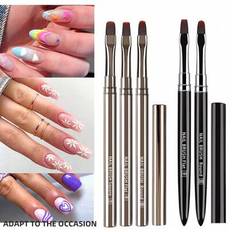 2/3 st Gel Nagellack Penna Set, UV Gel Penna, Akryl Nagel Ritning Penna, Metalliskt handtag, Professionell Nail Art Pensel - Multifärgad