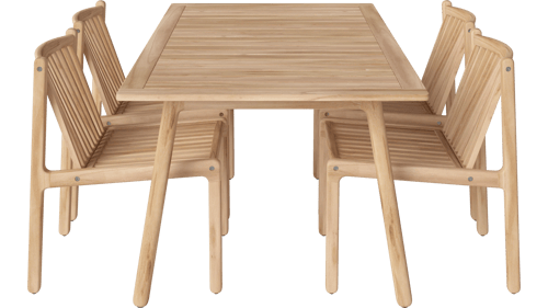 Patio trädgårdsmatgrupp (4 stolar och bord L 160 cm)