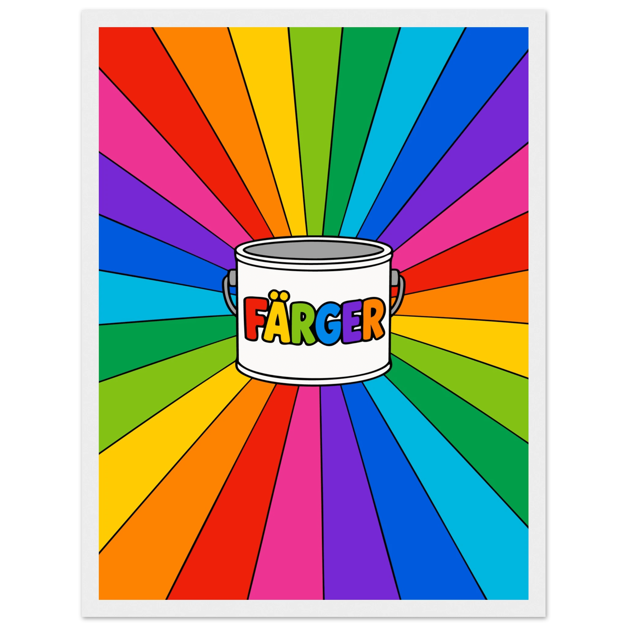 Färger med färgburk poster-30x40 cm / 12x16″ / Med ram / Vit
