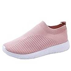 Sneaker för kvinnor storlek 9 kvinnor skor slip skor sportsulor löpning bekväma utomhus på nät vardagliga damskor passar vattenskor, Rosa, 37.5 EU