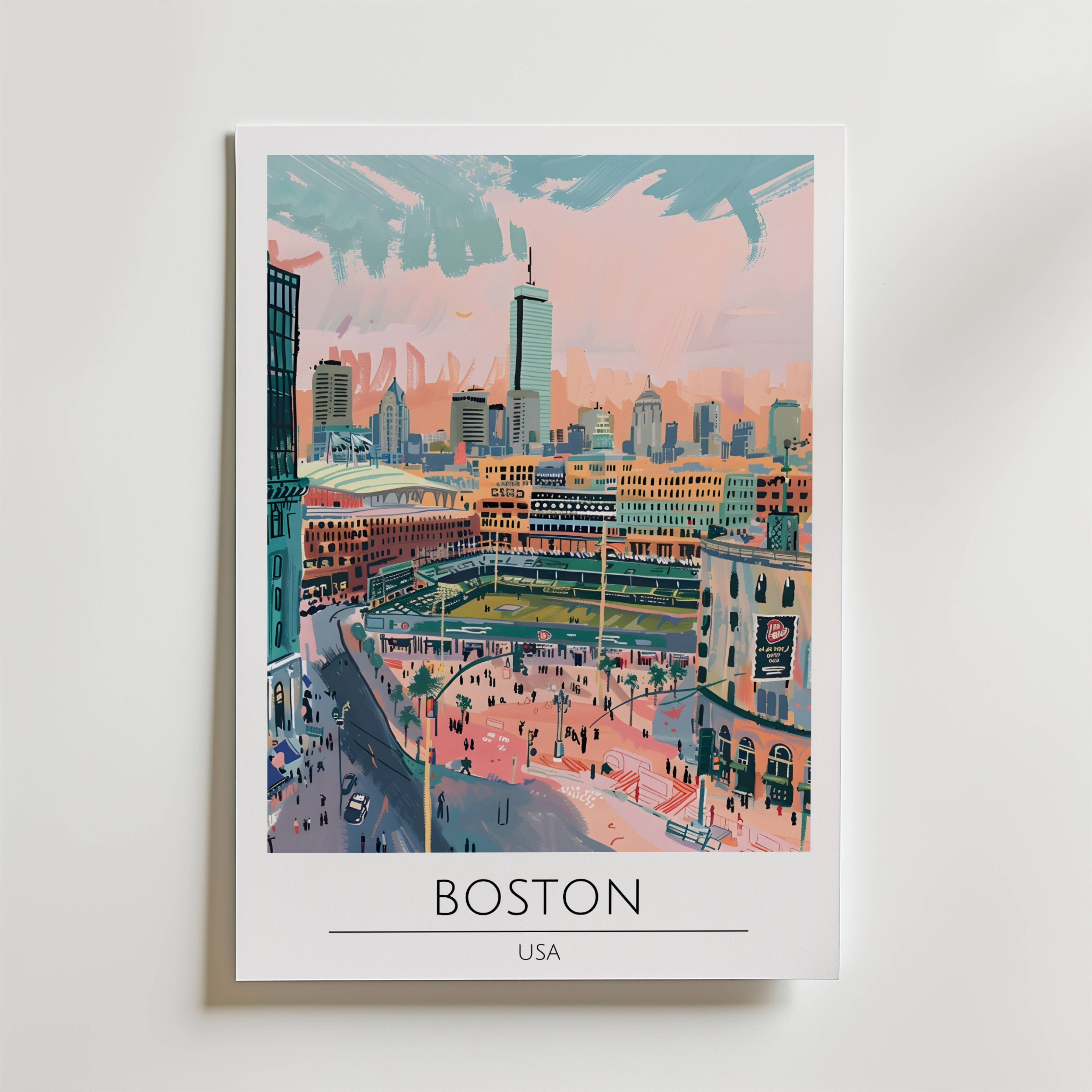 Boston Skyline Stadium Poster - Fine Art Poster 100x140 cm