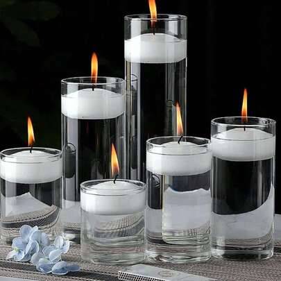 1 set glasljusstakar, flytande ljusstakar, europeiska romantiska ljusstakar för middag i levande ljus, födelsedagsfest, hotellbankett, bröllop, lämpli - Multifärgad (Multi-size)
