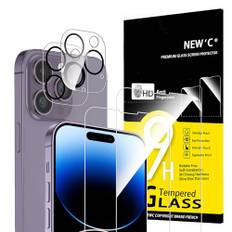 NEW'C für iPhone 14 Pro für Panzerglas 6,1 Zoll (2 Stück) und 2 x Kamera Panzer Schutz für Kameraschutz (2 Stück) -Kratzfest -extrem widerstandsfähig -9H-Härteglas