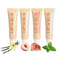 Lip Exfoliator Scrub och Moisturizer, Lip Scrub Stick | Lip Exfoliant Lip Scrubber Moisturizing - 4X Lip Moisturizer Läppvårdsprodukter, Lip Plumper Lip Scrubs Set, Hydrating & smoothing läppar