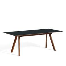 HAY - CPH30 2.0 Extendable Table Lacquered Walnut Frame L200 X W90 X H74 Black Linoleum Tabletop Dark Lacquered Edge - Spiseborde - Ronan & Erwan Bouroullec - Sort - Træ