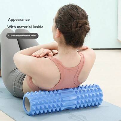 2st/1st Yoga Foam Roller, Muskelmassage Stick, Yoga Trigger Point Roller för nybörjare, Hollow Yoga Pilates Column - Blå (2 st S+L,1 st ljusblå-S storlek,1 st rosa yogapelare-S storlek)