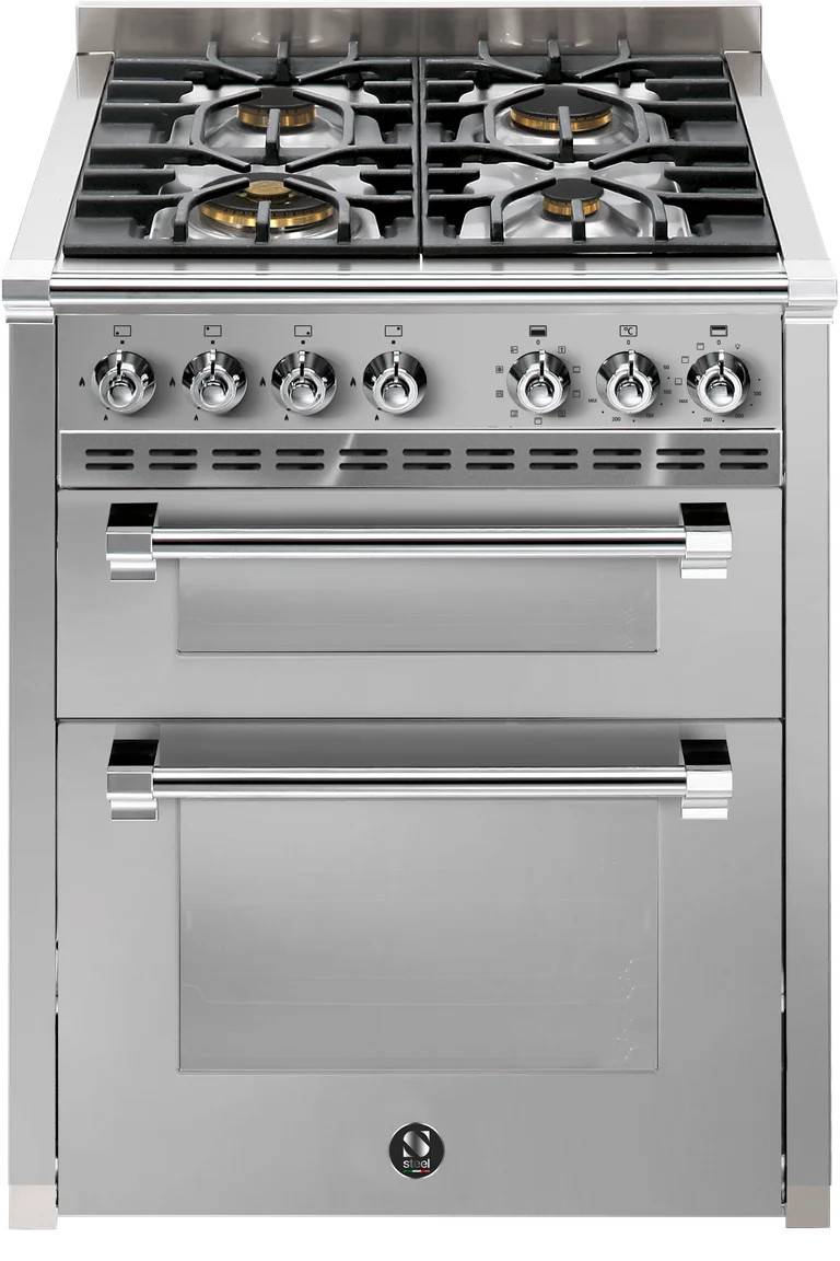 Ascot - Combi-Steam - Gaskomfur 70 cm (2 ovne) - Rustfrit/Krom - Steel.