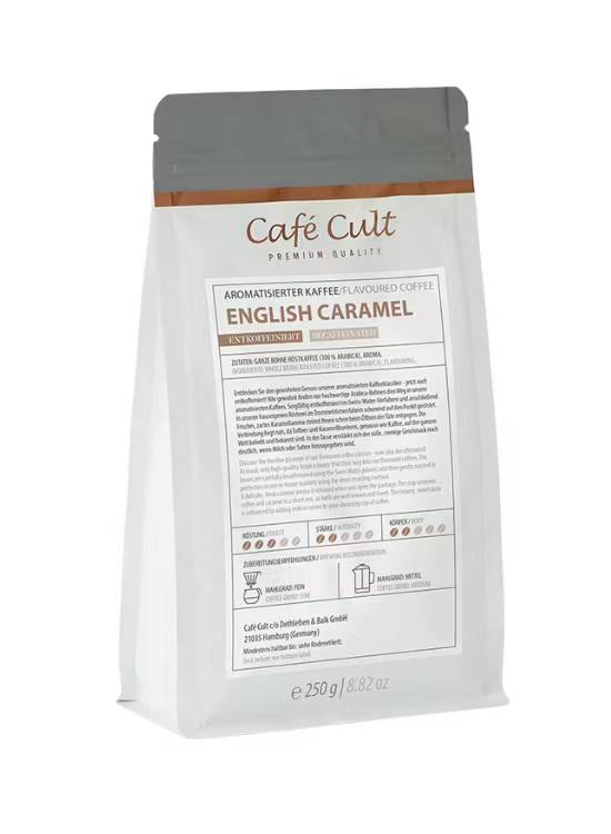 Café Cult Smaksatt kaffe English Caramel koffeinfria kaffebönor 250g