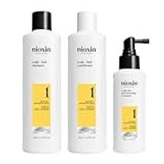 Nioxin Scalp + Hair Thickening System 1 Trifasiskt kit – för naturligt hår med mild gallring – schampo, balsam och hårbehandling (150 + 150 + 50 ml)