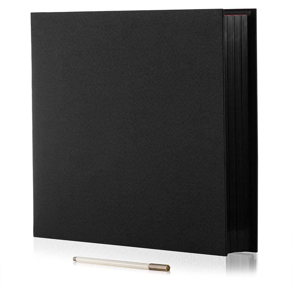 Album Självhäftande Scrapbook Magnetisk Album Gör det själv Scrapbook 10,6x11 tum 20 ark svarta klibbiga sidor linneomslag Gör det själv Album svart