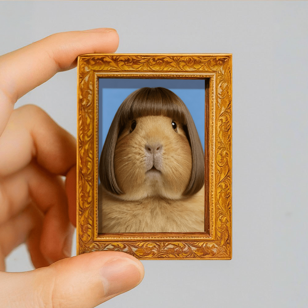 1pc Vintage Square Wooden Photo Frame Magnet Suitable For Home Decor, Wood Fridge Frame With Base & Mini Picture Holder, Dining Room, Photos, Pet Portraits - Retro Gift For Guinea Pig Lovers