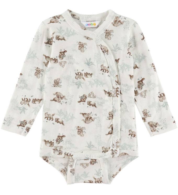 Joha Omlottbody l/ä - Ull - Off White m. Natur - Joha - 80 - Body L/Ä