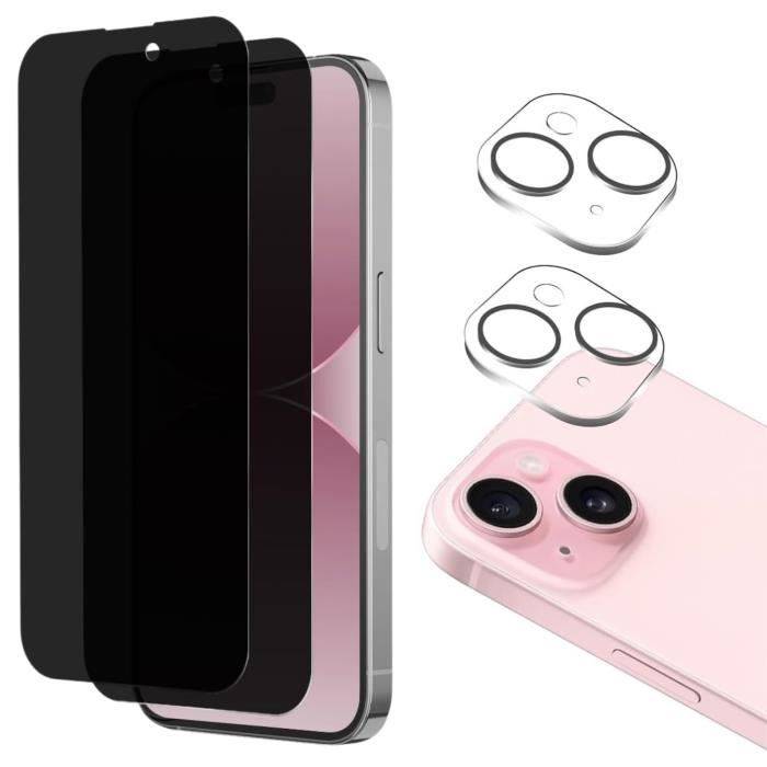 Screen Protector Film - Phonillico - iPhone 15 PLUS - Pack 2 - Anti-Spy - Scratch-Resistant
