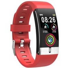 Bakeey e66 termometer armband ecg+ppg puls blodtryck o2 monitor smart usb laddning smart klocka kvinnor m&#xE4;n - R&#xF6;d