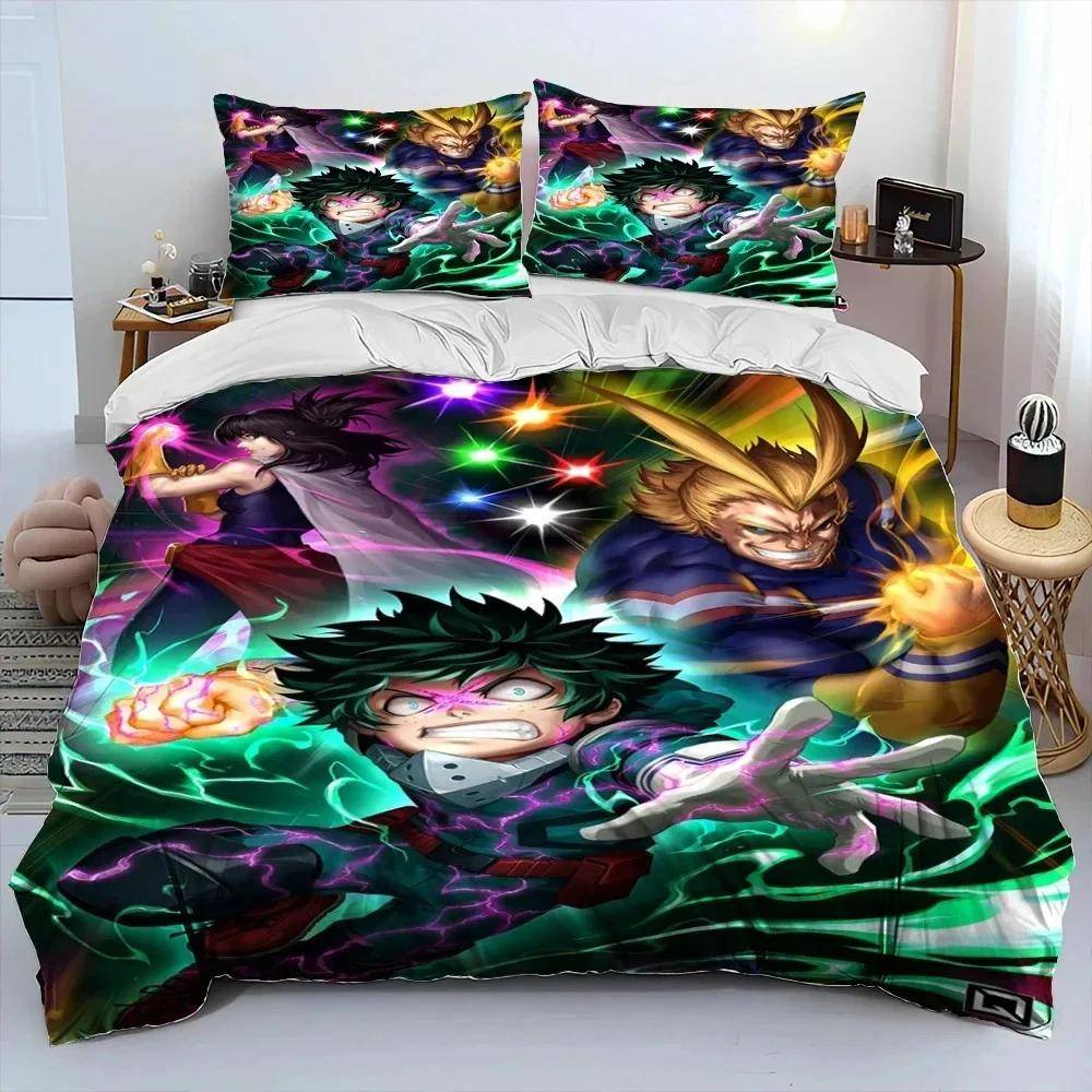 Anime My Hero Academia Izuku Deku Sängkläder Set Pojkar Flickor Twin Queen Storlek Påslakan Örngott Säng Barn Vuxen 70x133cm 2pcs