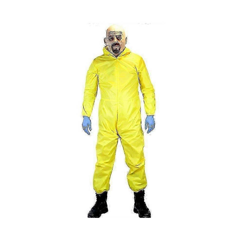 (190, 3PCS) Breaking bad DIY Walter White Toxic Suit Adult cosplay Halloween Jumpsuit cloths TV costume - FKB