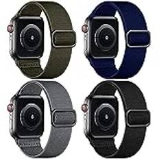 Oielai 4-pack soloöglor, remmar kompatibla med Apple Watch, 41 mm, 38 mm, 40 mm, stretchig sportrem i nylon för iWatch serie 1–9, SE