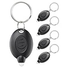 Pawfly 5 Pack LED Ficklampa Nyckelring Mini Led Nyckelring Ljus 12 Lumen Bärbar Ultra Ljus Batteri Drivs Ficklampa Nyckeln För Nödbelysning, Svart Skal