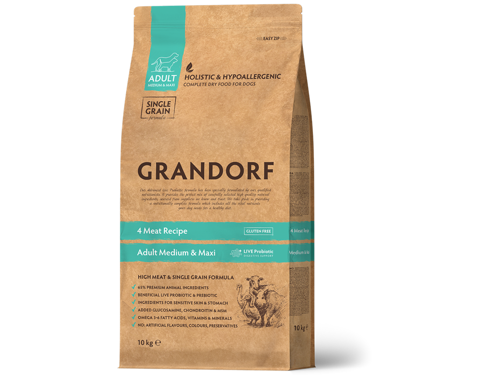 Grandorf 4 Meat Recipe Adult Medium & Maxi - 10 kg