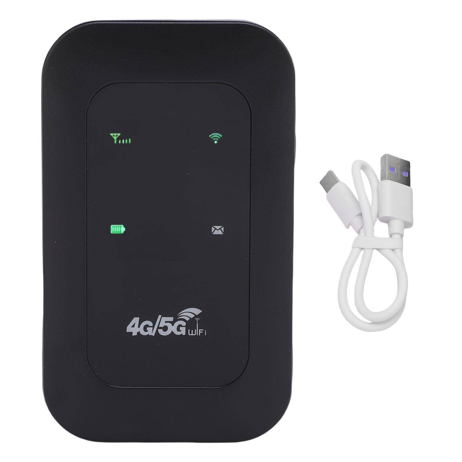 4G LTE Mobilt WiFi-router Hotspot Stöder 10 Anslutna Enheter för Resor 300Mbps Höghastighet SIM-kortplats Färg-LED-display svart
