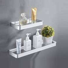 Badrumshylla bad dusch hylla spikfritt glas hylla satin badrum hörnhylla 25-50cm aluminium köksförvaringshållare - 25cm vita