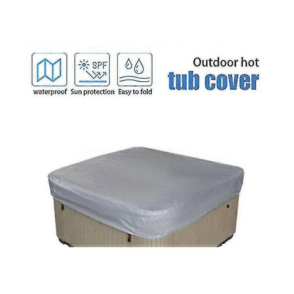 (207x207x30cm, grey) Waterproof Polyester Square Hot Tub Cover Outdoor Spa Covers Square Hot Tub Cover