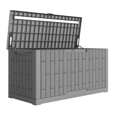Dynlåda - Förvaringsbox Grå 122,5 x 56 x 62 cm Plast Med Trälook