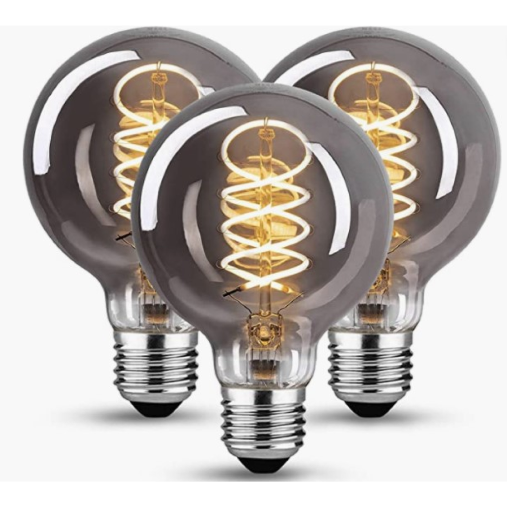 Varmhvide vintage globepærer, retro-stil LED Edison-pærer med dæmpbar blød glød, røggrå glas dobbeltspiralglødetråd, energieffektiv
