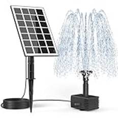 SZMP Solfontän, 2024 uppgraderad glas, soldammpump med 3 m kabel och 8 munstycken, solvattenpump, flytande fontän, pump för trädgårdsdamm, fontän, fågelbad, fiskbehållare