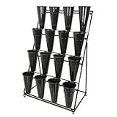 Flower Display Stand metall växtstege stativ,3 lager Heavy Duty Plant Cart Hylla, Smidesjärn Florist Hylla rund blomsterarrangör, Flytta Florist Bukett Hylla för Fresh Flower Shop, Patio Garden