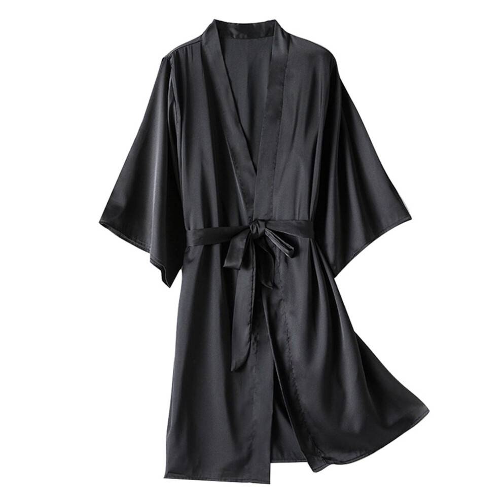 Kvinders satinkåbe silke kimono badekåbe ren kort nattøj brudepige brud festkåber vinterpyjamas til kvinder
