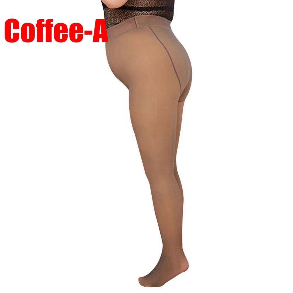 Fleecefodrade Tights Dam Leggings Termostrumpbyxor Falska Genomskinliga Tights Höga i Midjan Vintervarma Skira Tights ( 80g Utan fleece) XXXL-350g