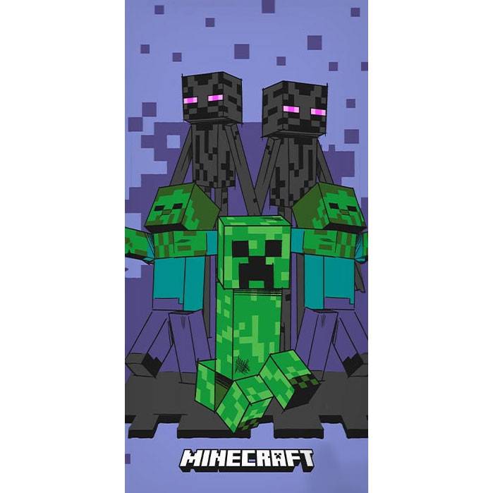 Minecraft lila badhandduk, strandhandduk 70x140 cm