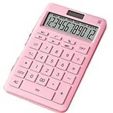 Solar Calculator Desktop Calculator LCD Display Sensitive Buttons Dual Solar Accounting Calculator Power And Battery Standard Function For Office Home School Big Button Accounting Calculator(Pink)