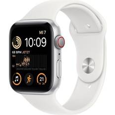 Apple Watch SE 40 mm (2022) | GPS + Cellular | sølv | Sportsrem hvid M/L