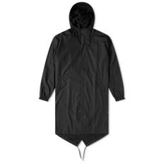 Rains, Jakke, unisex, Sort, L, Sort Fishtail Parka med Asymmetrisk Kant