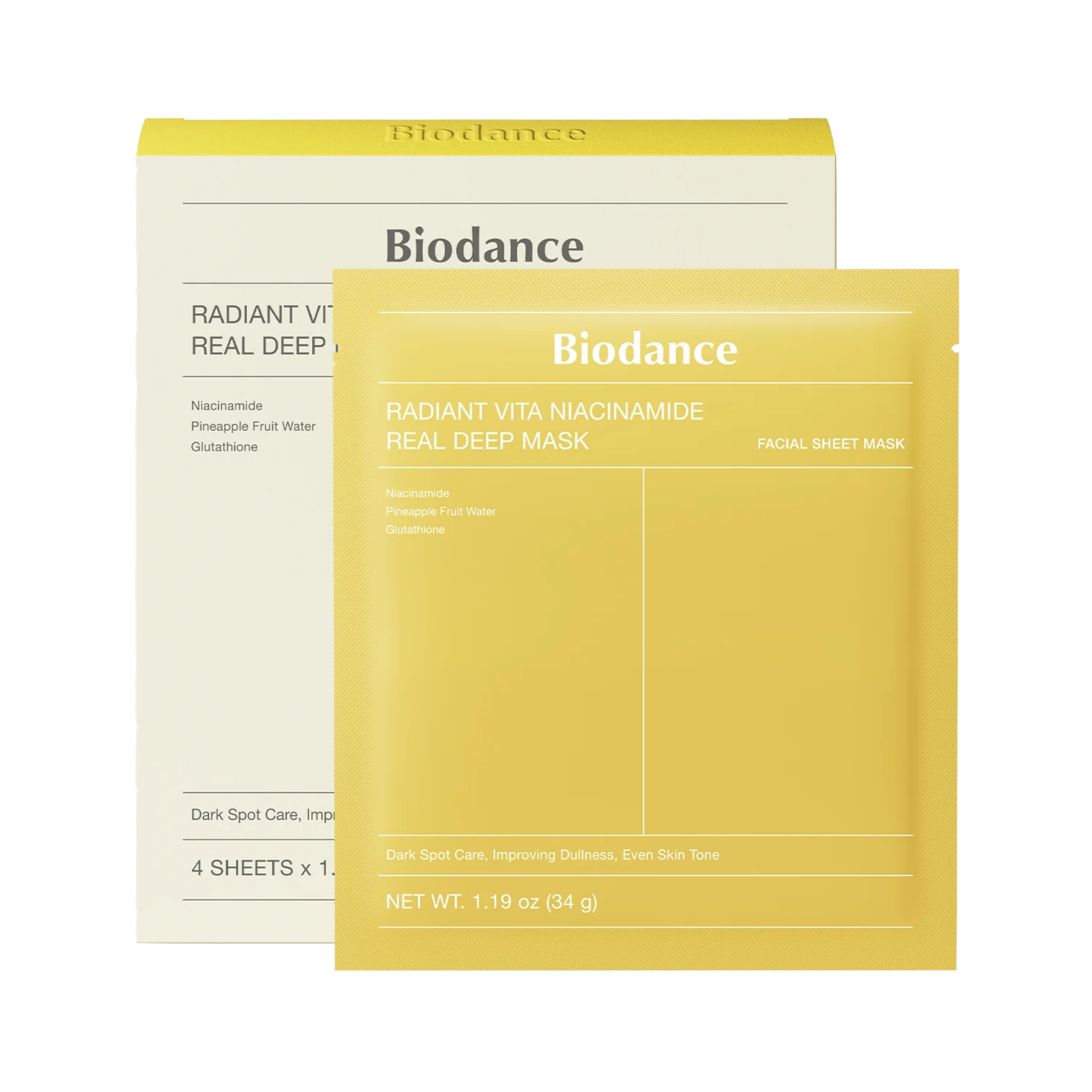 Biodance Radiant Vita Niacinamide Real Deep Mask 4 st x 34 g - 1 st x 34 g
