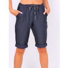 Shorts dame med elastik og stræk PLUS SIZE navy