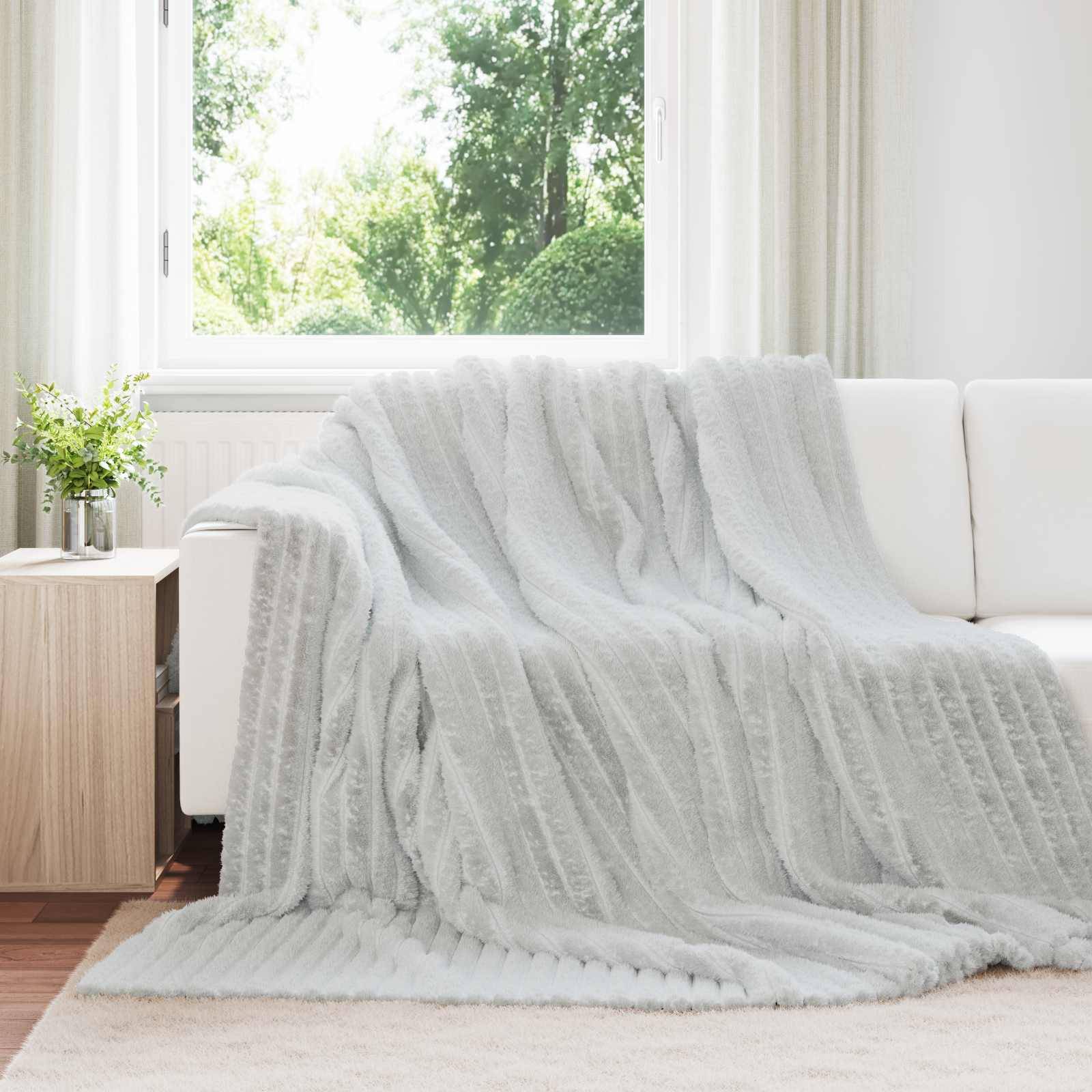 vidaXL Kastetæpper 6 pcs Grå 240 x 220 cm Fleece