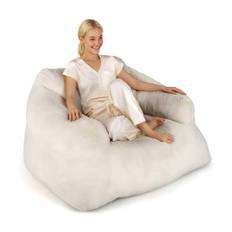 Bean Bag Stol med sammetsöverdrag – Halkfri, Beige, 124x110x68 cm