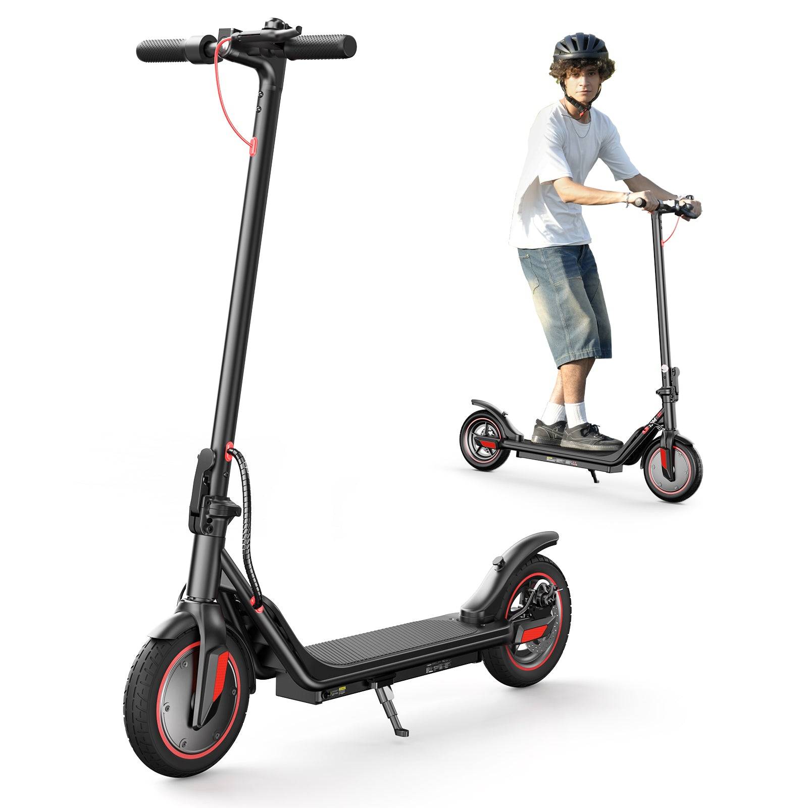 iScooter i9M Elsparkcykel - 500W Motor, 30 km Räckvidd, 10  Hjul & Hopfällbar Design för Stadspendling svart