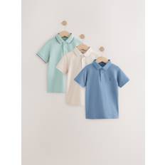 Next Mineral Green/Blue/Stone Short Sleeve Polo Shirts 3 Pack (3-16yrs) - 9 Years (134cm)