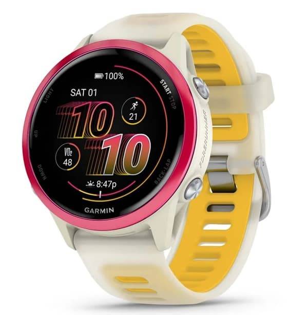 Garmin Forerunner 570 42mm klocka i benfärgad/hallonfärgad aluminium