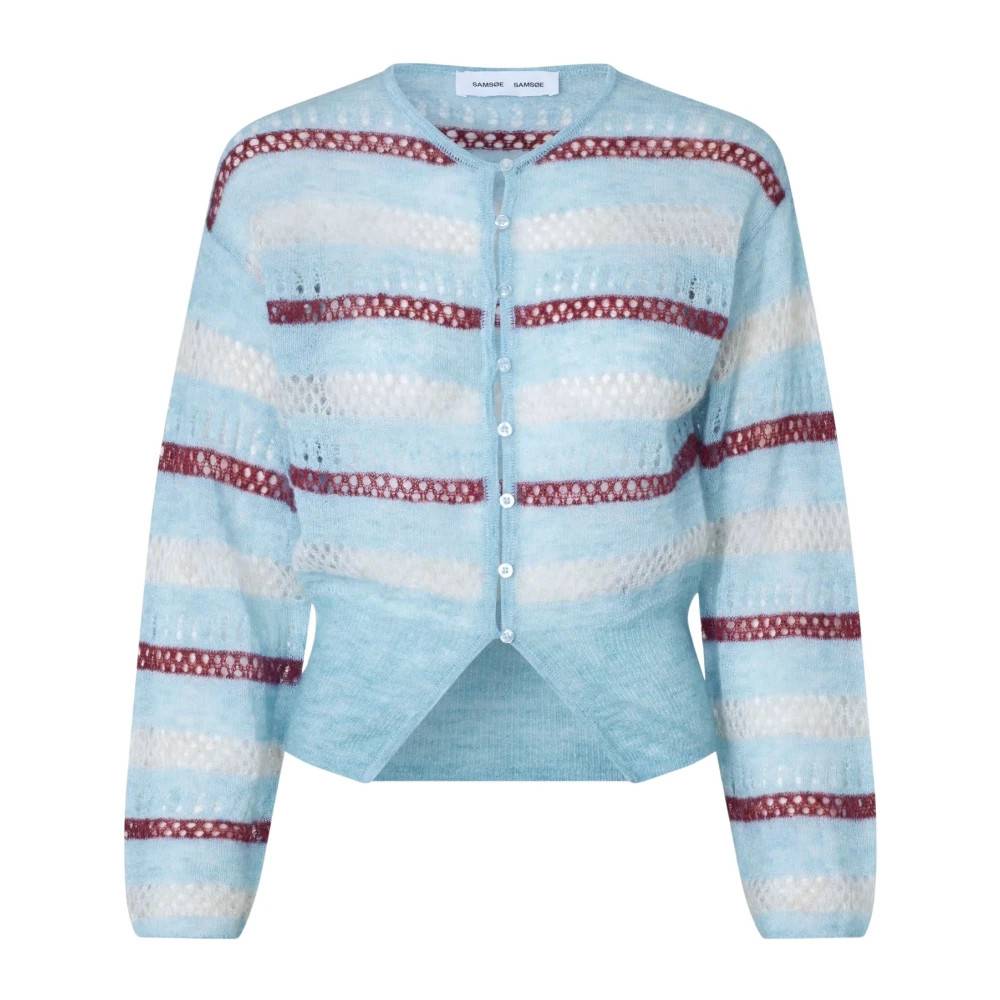 Samsøe Samsøe, Strik , Dame, Flerfarvet, L, Uld, Slim Short Cardigan