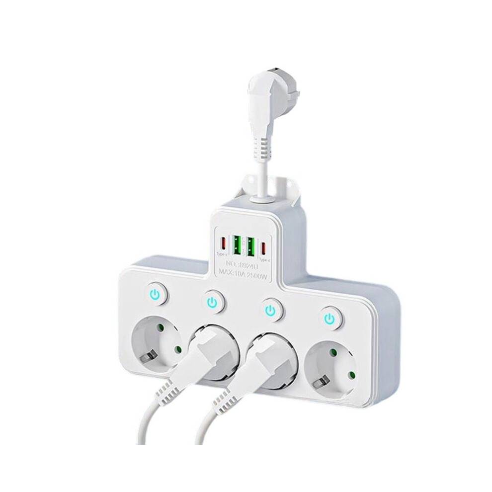 EU Plug 4 AC Outlet Power Strip Multiprise Wall Socket Universal Network Filter USB Cherger Separate Adapter A