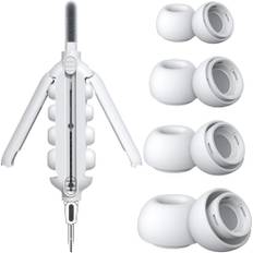 HiFan 4 Pairs Silikontips für Airpods Pro & Airpods Pro 2, 5 in 1 Cleaner Stift mit Poliertuch, Silikon Ersatz-Ohrstöpsel mit Geräuschreduktionsloch (XS/S/M/L)