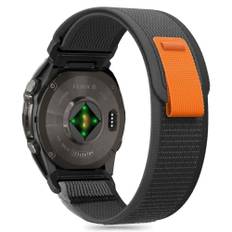 Universal Garmin 22mm QuickFit Tech-Protect Nylon Stof Rem - Sort / Orange